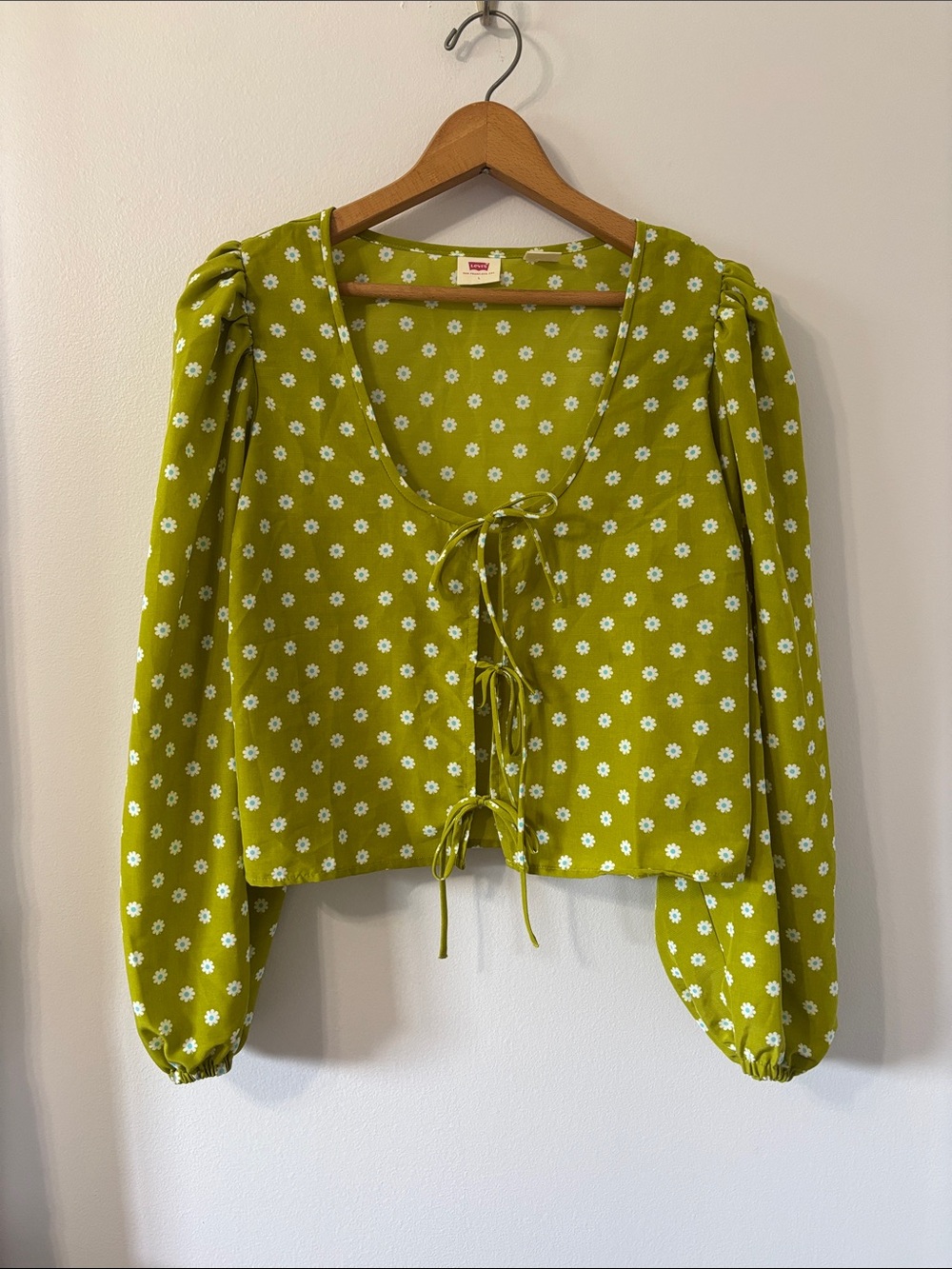 Levi's Lime Green Daisy Tie-Front Blouse